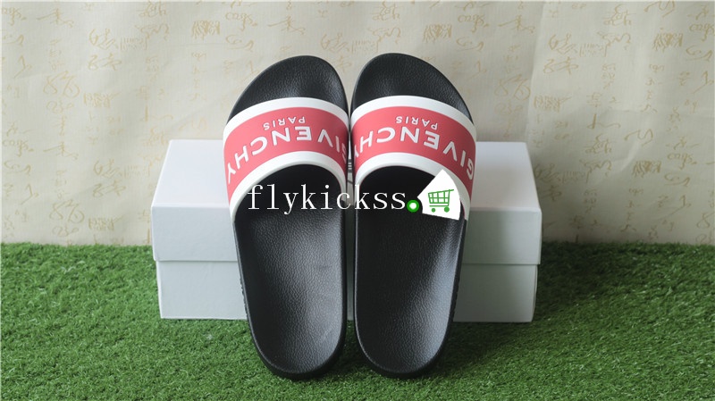 Givenchy Logo Rubber Slides Red Black
